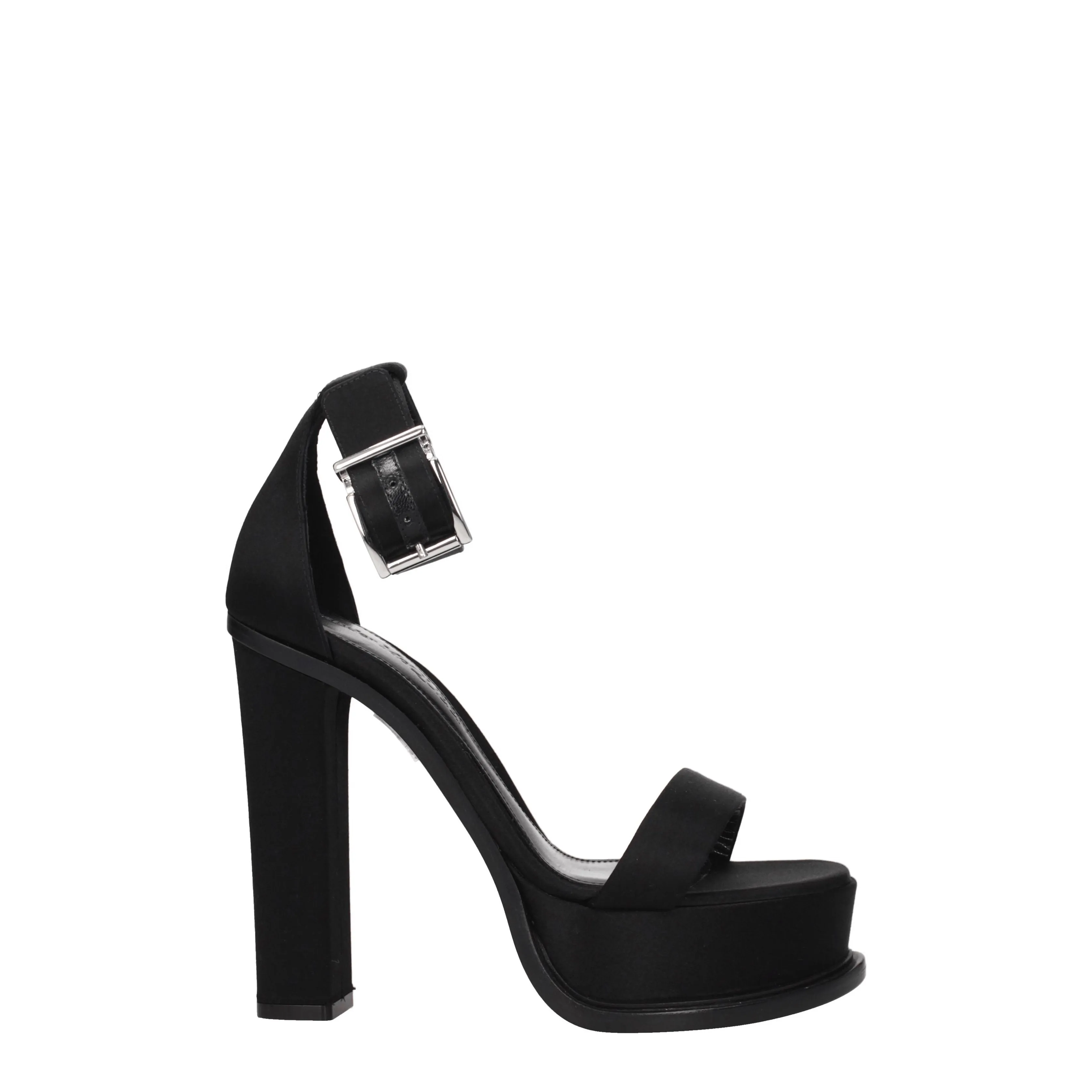 Alexander McQueen Sandals femmes satin noir