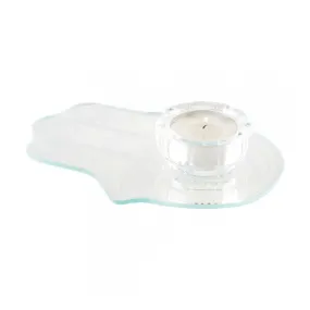 Bougeoir main fatma 12x15cm argent miroir