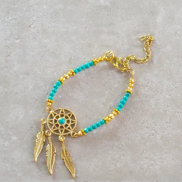 Bracelet Attrape-Rêve Turquoise | Bijou Spirituel | Pankaj e-Boutique