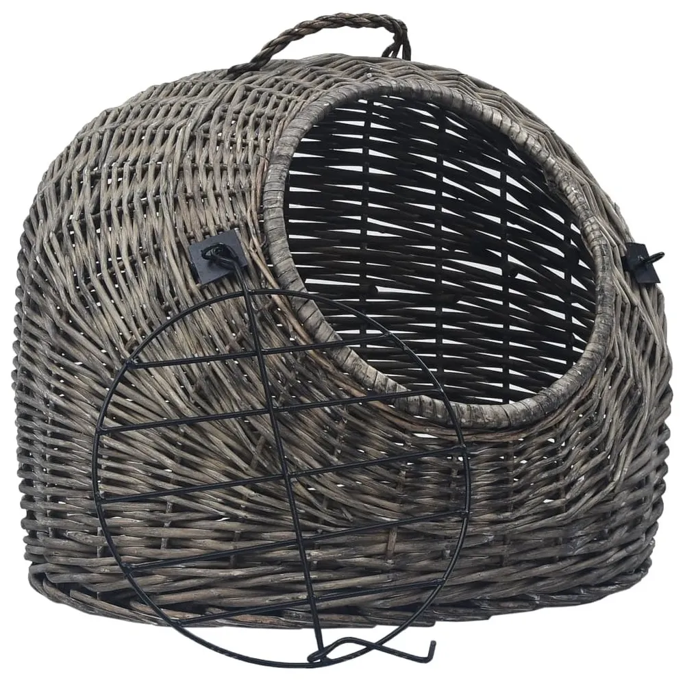 Cage de transport pour chats gris 45x35x35 cm saule naturel