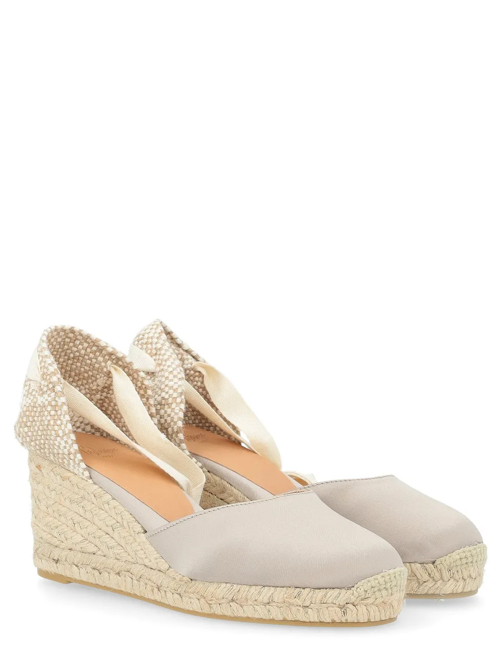 Castañer Espadrilles en satin gris tourterelle