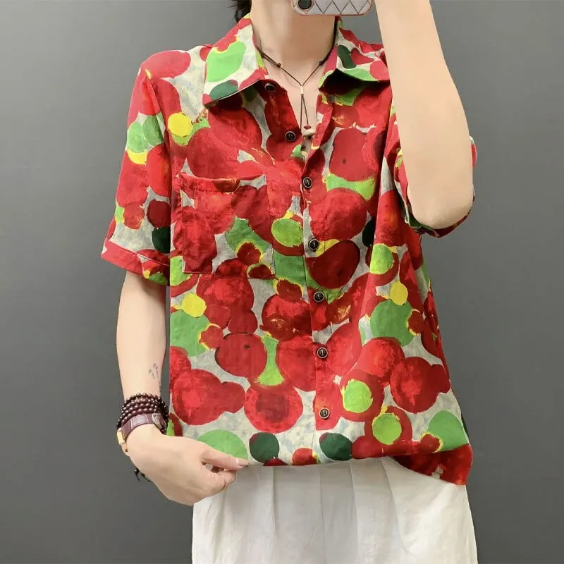 Chemisier Imprimé Femme Streetwear Été Unique