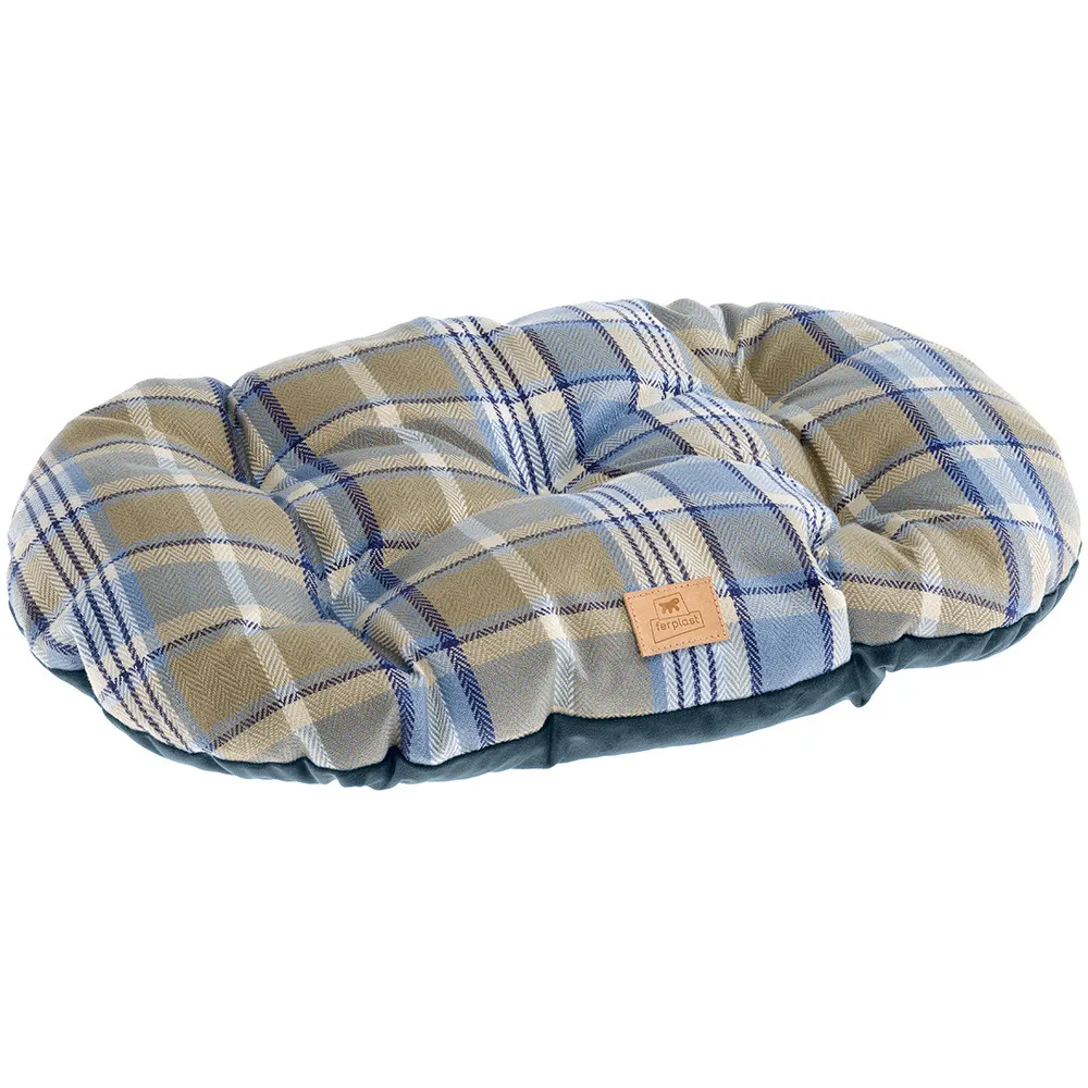 Coussin rembourré pour chiens et chats scott 78/8, double-face, écossais, velours doux, lavable, bleu