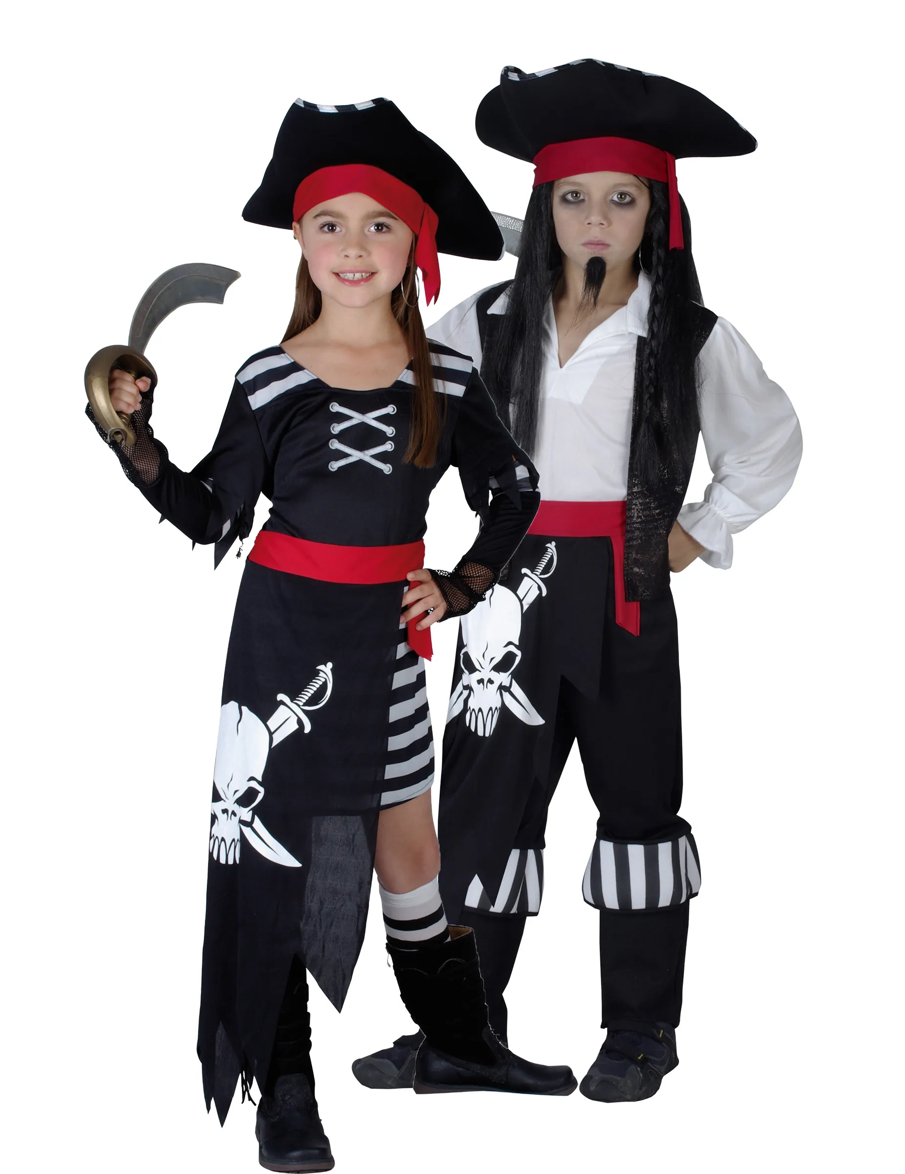 Déguisement couple pirates noirs et blancs enfants : Deguise-toi, achat de Déguisements couples
