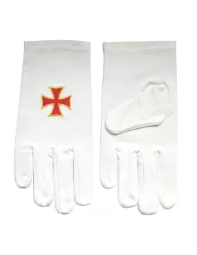 Gants blancs avec la Croix des Templiers brodée ⚔️ Boutique Épées