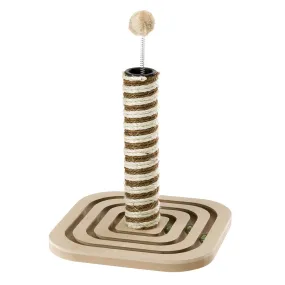 Griffoir à colonne pour chats pa 4001 en sisal avec socle en bois, balles incluses