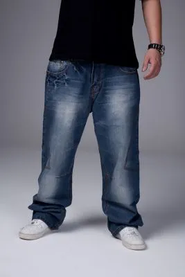 Jeans streetwear fashion avec effet délavé et coutures larges