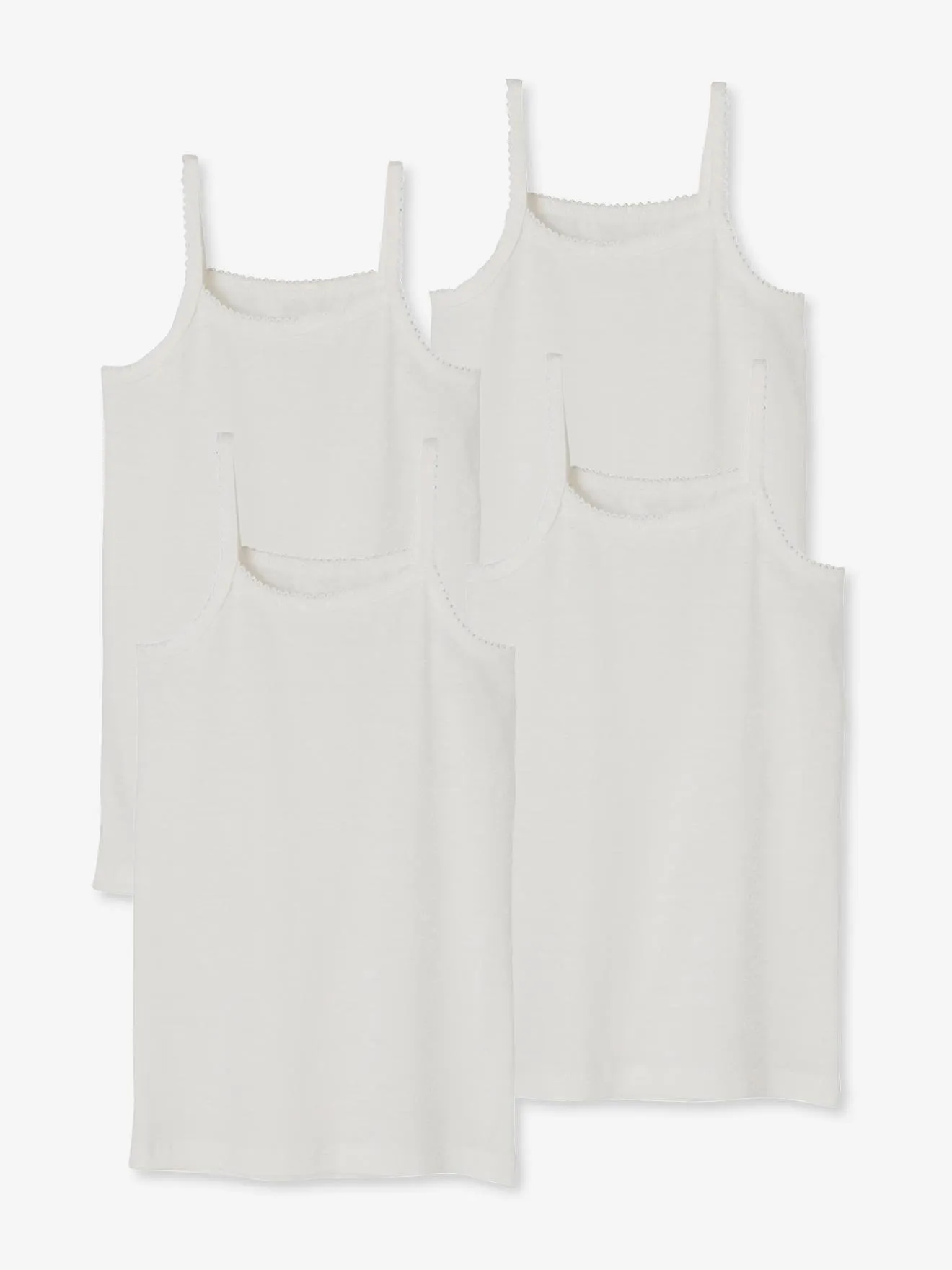 Lot de 4 débardeurs fille BASICS blanc - Vertbaudet