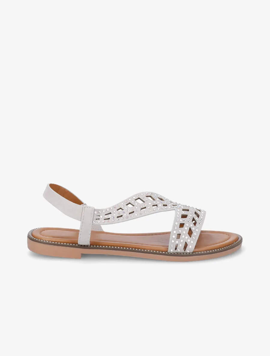 Nu-pieds à strass effet holographique