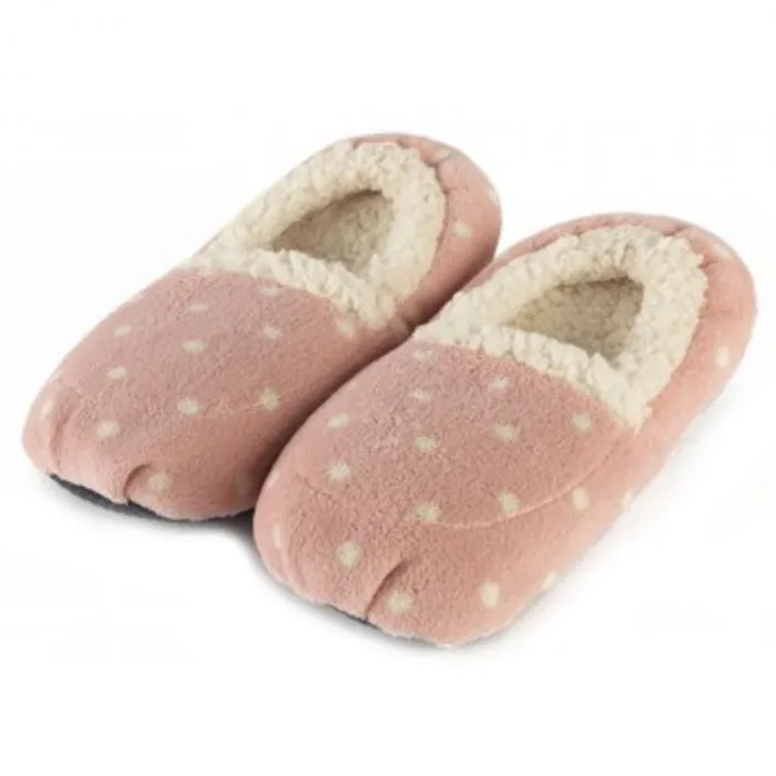 Pantoufles à micro-ondes roses à points blancs | MarketOnWeb