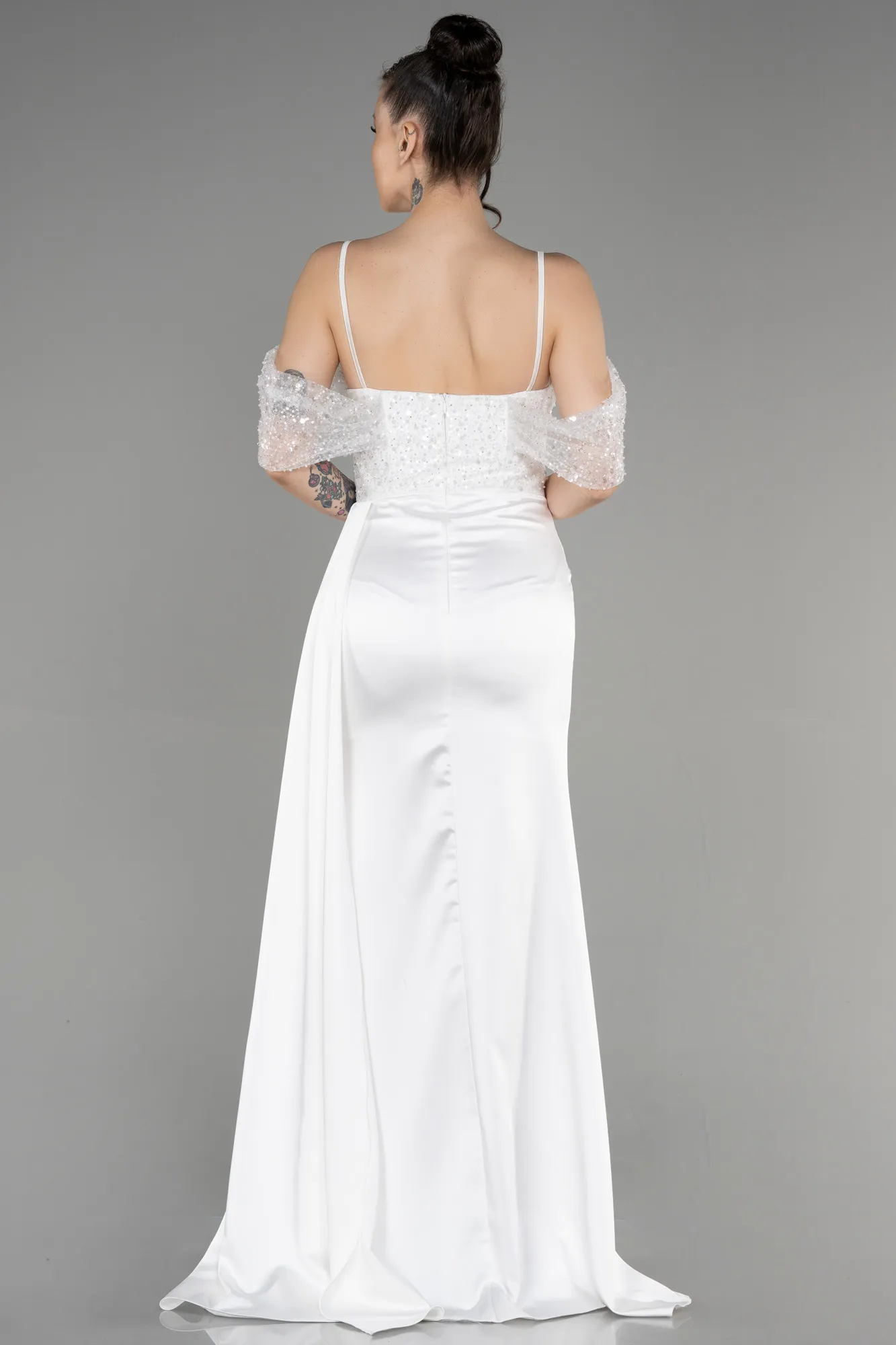 Robe de Soirée Longue Satin Émeraude ABU3521