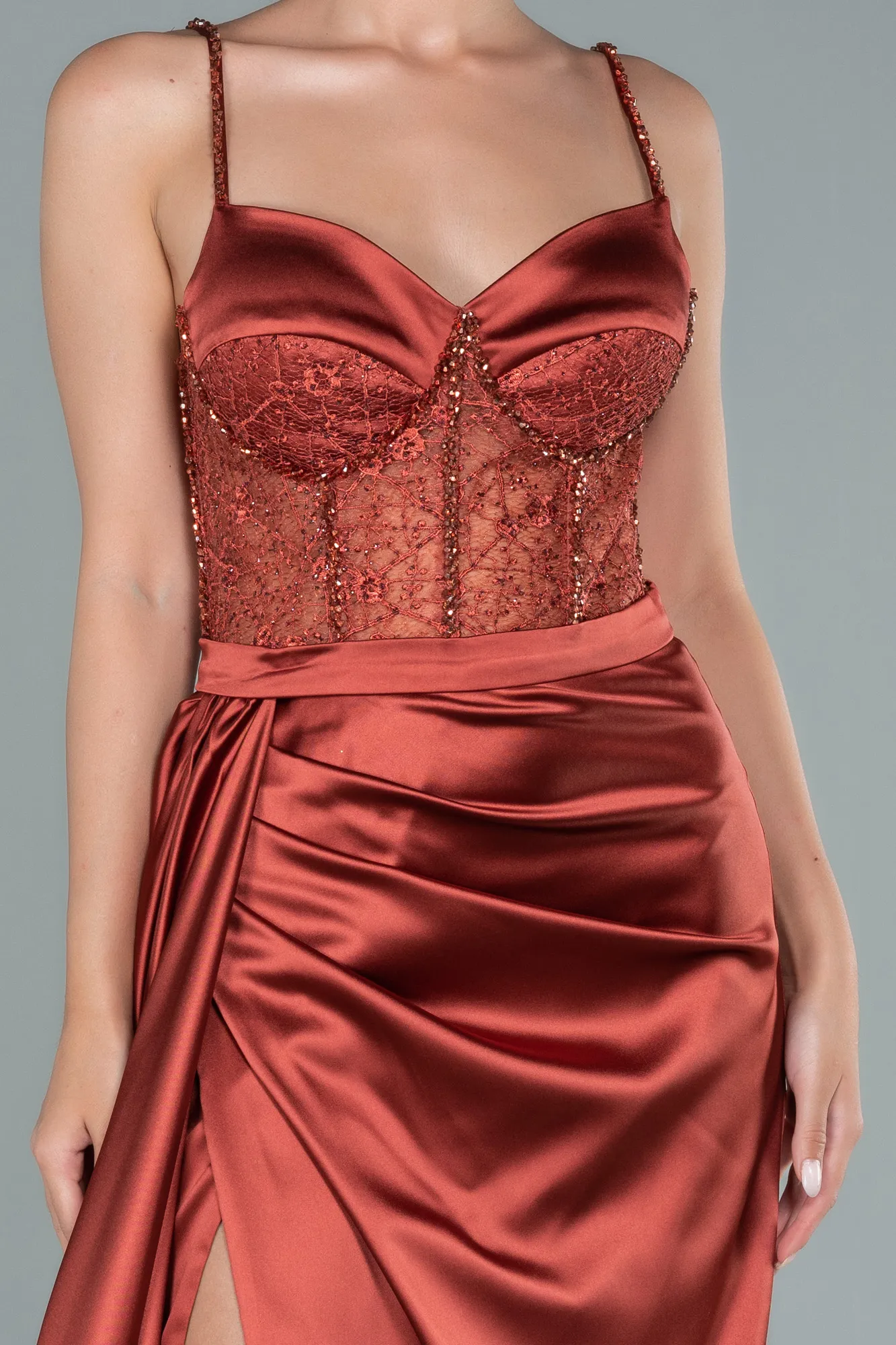 Robe De Soirée Satin Longue Émeraude ABU2130