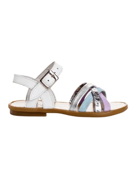 Sandales Fille THELMA MIX Cuir Lavande/Argent - Reqins