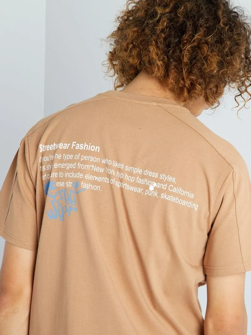 T-shirt à col rond 'Streetwear' - Beige
